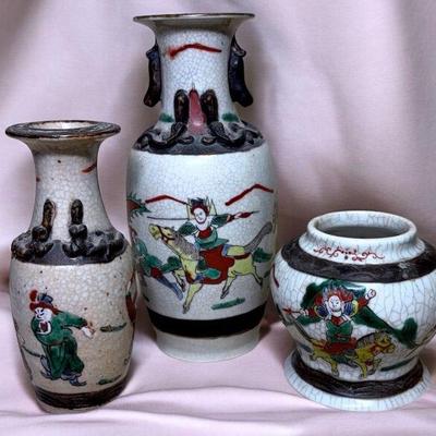 Chinese nanking crackleware vases