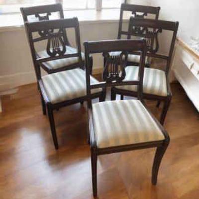 5 harp back mahogany dining chairs