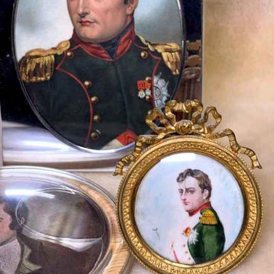 Hand painted portrait of emperor napoleon signed gabry