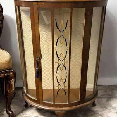 20th century demi lune glass display cabinet