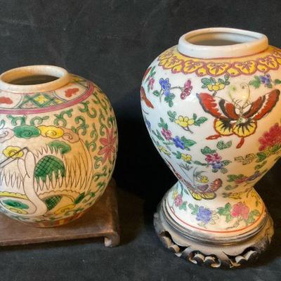 Chinese famille rose phoenix ginger jars