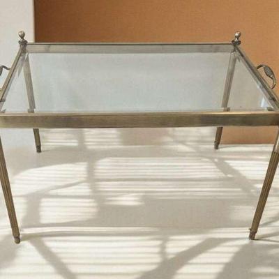 Brass and glass side accent table