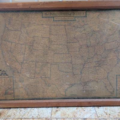 1954 US map, mounted