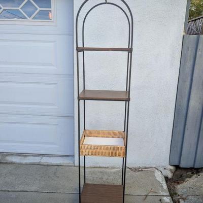 Arthur Umanoff for Shaver Howard Mid Century Iron Cane and Laminate Etagere