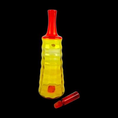 #80 • 1966 Blenko by Joel Myers Beehive Tangerine/ Amberina Glass Decanter with Top
