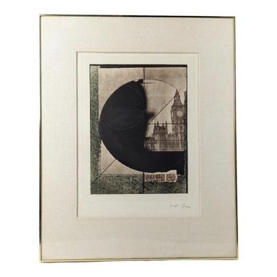 #105 • Joseph Cornell: Untitled (Derby Hat / Big Ben) L.E. Heliogravure # 86/125 Framed

