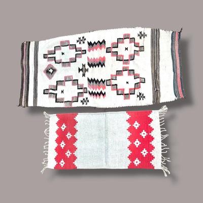 #98 • Two Vintage Mexican Saltillo Sarape Woven Runners
