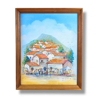 #118 • Manuel V. Ortiz: "Rincon de Taxco" 1987 Signed. Acrylic Painting, Framed
