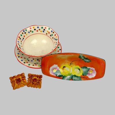 #125 • Vintage Items in Orange- Bakelite candleholders
