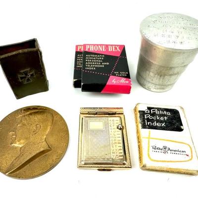 #127 • Historic Smalls - JFK Coin, Collapsible Cup, Petite Pocket Index & WWI Matchbox Holder
