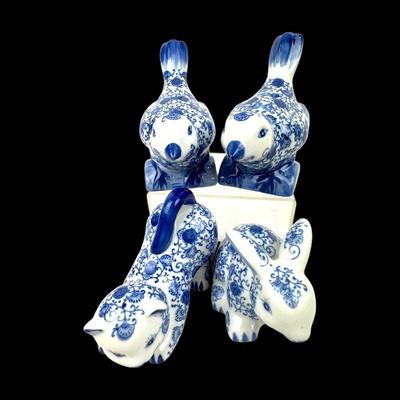 #115 • Bombay Company Chinoiserie Blue & White Porcelain Animal Collection
