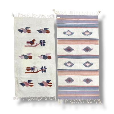 #99 • Two Vintage Mexican Saltillo Sarape Woven Runners
