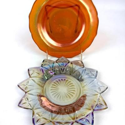 #108 • Two Small Vintage Iridescent Plates
