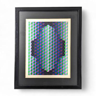 #153 • Victor Vasarely: "Kedd" 1984 Signed LE Lithograph #29/250, Framed

