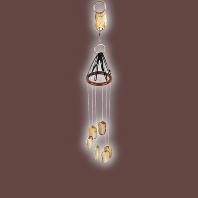 #106 • Agate Art/ Wind Chime - Black-Skinned Agate, Copper and Basswood- Local Artist
