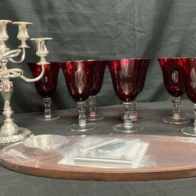 Ct424 entertaining goblets candelabra and serving board