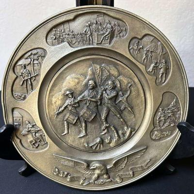 Mb213vr hudson pewter bicentennial commemorative plate 1976