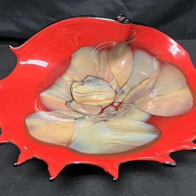 Ct461v hand blown glass bowl signed by artist