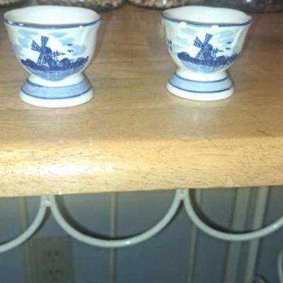 Vintage Delft Porcelain Egg Cup Set of 8