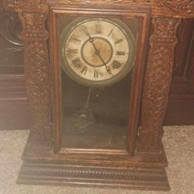 Sale Photo Thumbnail #55: Antique Ingraham Oak Clock