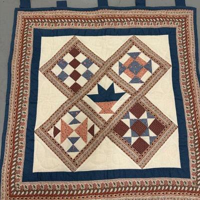 Hanging Quilt | Small handmade hanging quilt. - h. 35 x w. 32 in (with tab)

