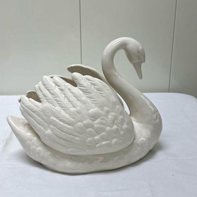 Goebel Swan-Shaped Planter | Vintage (1969) large Goebel swan-shaped planter (Made in Germany) - h. 9.5 x w. 12 x d. 8 in