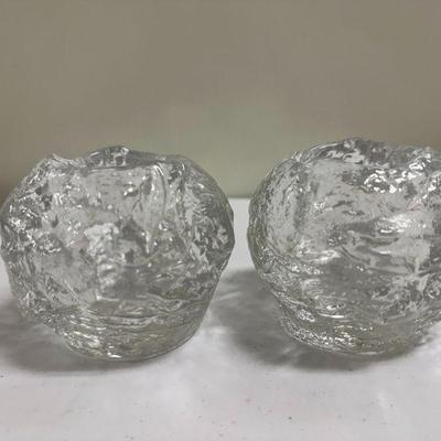 (2pc) Kosta Boda Snowball Votives | Kosta Boda "Snowball" crystal votive candleholders. - h. 3 in

