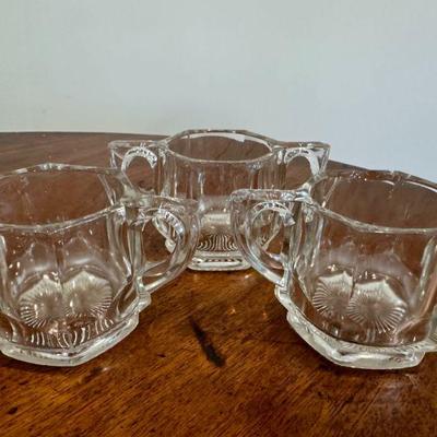 (3pc) Crystal Sugar Bowls | Vintage cut crystal sugar bowls with side handles. - h. 3 x w. 5.5 in

