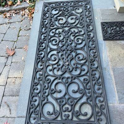 Outdoor Runner Rugs | Narrow outdoor rubber runner rug and a second, slightly wider rug.