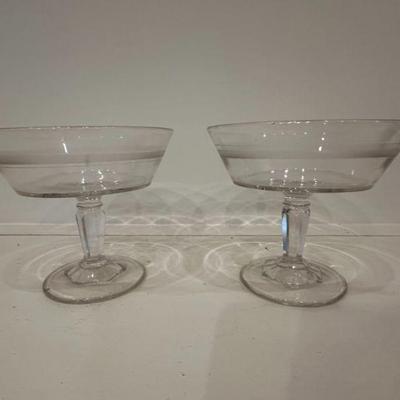 (2pc) Oversized Glass Compotes | Oversized clear glass compote glasses. - h. 6 x dia. 7 in