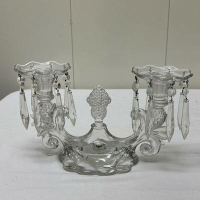 (2pc) Cambridge Candlestick Holder | Vintage Cambridge "Caprice" crystal double candlestick holders. - h. 7 x w. 12 in