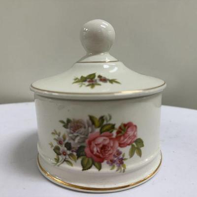 James Kent Lidded Jar | James Kent Ceramics, Old Foley Staffordshire lidded jar in "Harmony Rose" pattern. - h. 5 x w. 4 in

