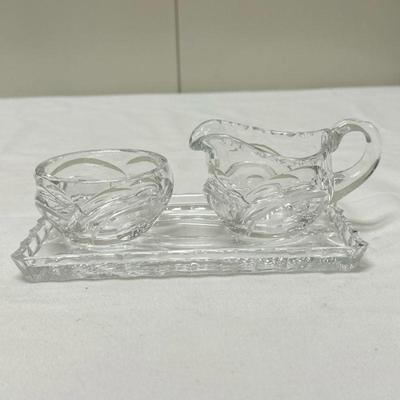 (3pc) Crystal Cream And Sugar Set | h. 3 x w. 7 in