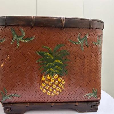 "Pineapple" Motif Basket | Large basket with pineapple motif.


