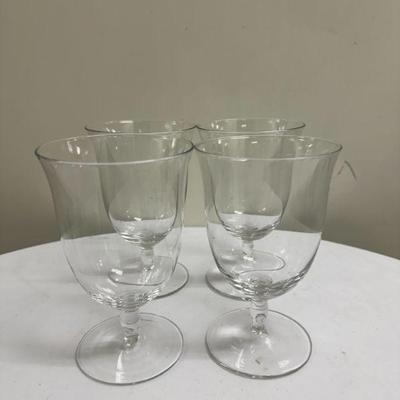(4pc) Crystal Water Goblets | Crystal water goblets with fluted cup. - h. 6 in