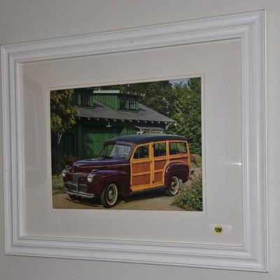 Many framed car prints