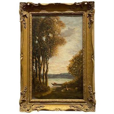 Lot 160  
P. St. John Langton Oil on Canvas Woodland Landscape 1911