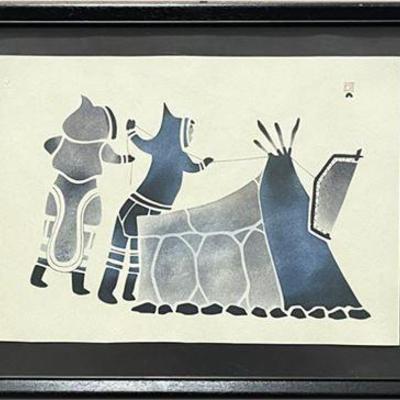 Lot 094   
"Summer Tent" by Kiakshuk, Signed and Sealed, Lithograph