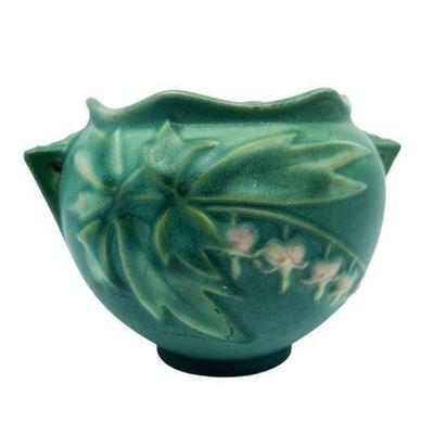 Lot 025   
Roseville Pottery "Bleeding Heart" 651-3 Jardiniere Planter Green