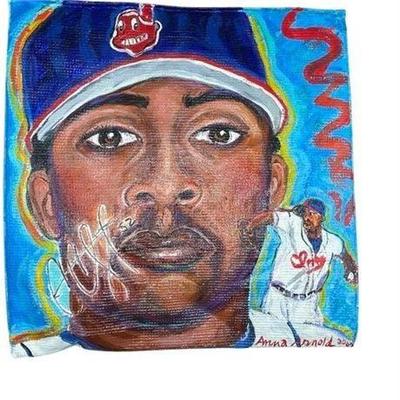 Lot 090  
CC Sabathia Signed Art Base by Anna Arnold