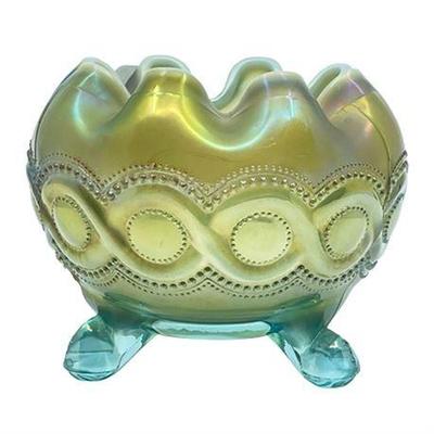 Lot 081   
Northwood "Beaded Cable" Rose Bowl Carnival Glass