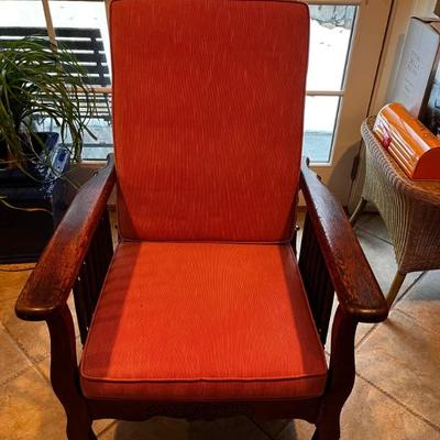 Antique Reclining Chair (front) - 26.5"W x 30"D x 39"H - $75