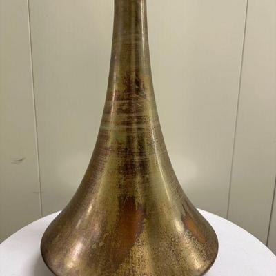 Decorative Vase | Tall gold-painted decorative ceramic vase. - h. 27 x w. 13 in

