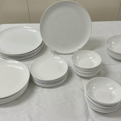 (45pc) Centura Dishes | 9 dinner plates: dia. 10 in. 9 salad: dia. 8.5 in. 7 butter plates: dia. 6.5 in. 8 cereal bowls: 6 in. 12 small...