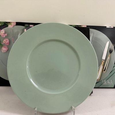 (4pc) Mikasa Charger Plates | Mikasa charger plates in the color "sage" (new in box) - dia. 12.5 in

