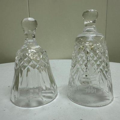 (2pc) Waterford Crystal Bells | Waterford Crystal bells (marked), including 1991 Christmas Bell. - h. 4.5 in

