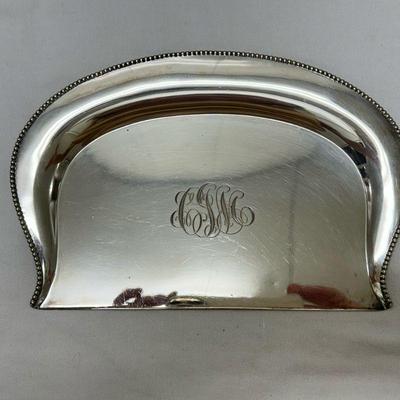 Silverplate Crumber | Silverplate tablecloth crumber with engraved initials - h. 6 x w. 9 in

