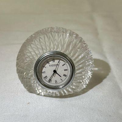 (1pc) Tipperary Crystal Desk Clock | Vintage (1980's) Tipperary Crystal (Made in Ireland) small crystal desk clock with roman...