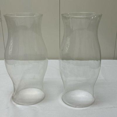 (2pc) Glass Hurricane Vases | Glass hurricane vases.

