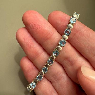(1pc) Sterling And Aquamarine Bracelet | Marked 926 - w. 7.5 in

